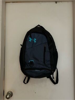 Under Armour Black and Navy Backpack with Teal Logo